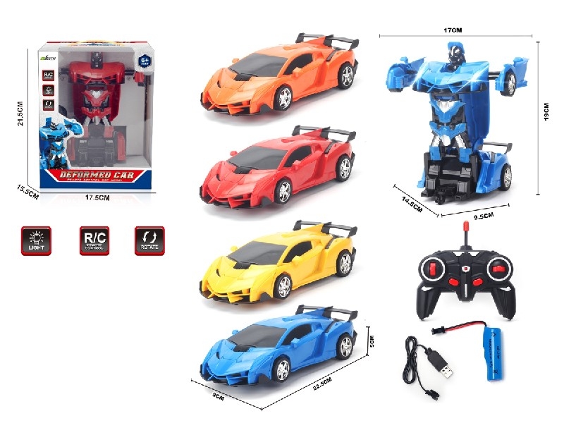 1:18 R/C DEFORMATION ROBOT W/LIGHT（INCLUDED 3.7V LITHIUM BATTERY & USB）ORANGE/RED/YELLOW/BLUE - HP1188173