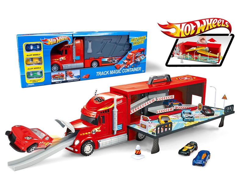 FREE WHEEL CAR PARKING LOT W/FREE WAY DIE CAST CAR 3PCS - HP1190990
