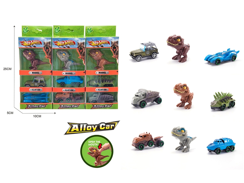 DINOSAUR & DIE CAST CAR 2PCS,3ASST - HP1190993
