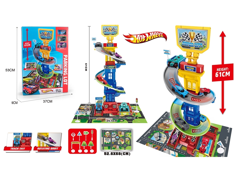 PARKING LOT W/FREE WAY DIE CAST CAR 3PCS - HP1190999