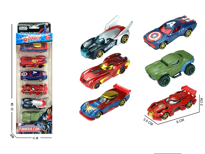 8CM FREE WAY DIE CAST CAR 6PCS - HP1191557