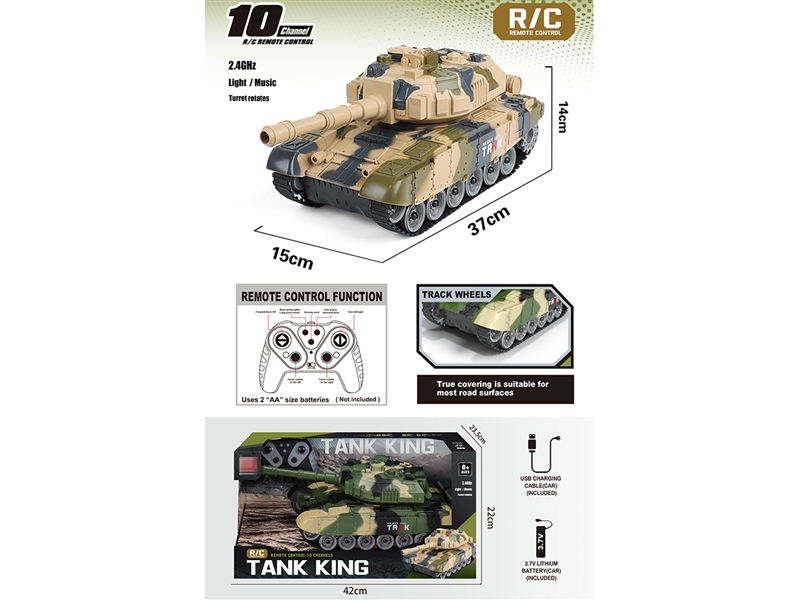 10-CHANNEL R/C TANK W/LIGHT & MUSIC (2 COLOUR) - HP1192202