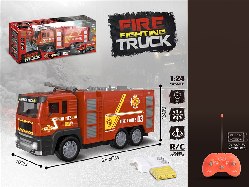 1:24 4-CHANNEL R/C FIRE TRUCK W/LIGHT，INCLUDED BATTERY - HP1192853