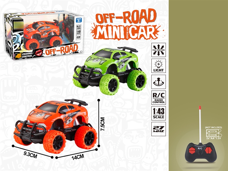 1:43 4-CHANNEL R/C CAR W/LIGHT，NOT INCLUDED BATTERY - HP1192856