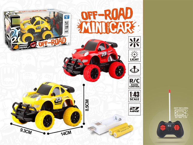 1:43 4-CHANNEL R/C CAR W/LIGHT，INCLUDED BATTERY - HP1192857