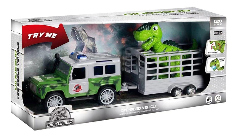 1:20 FRICTION CAR W/LIGHT & SOUND (INCLUDED BATTERY) + DINOSAUR W/LIGHT & SOUND - HP1193114