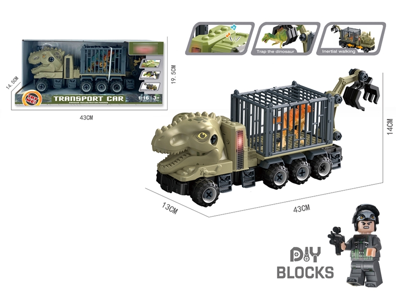 1:16 FRICTION DINOSAUR SEMI TRUCK W/LIGHT & SOUND - HP1193259