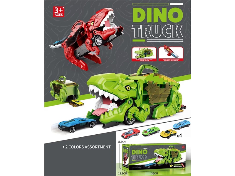 DINOSAUR RAIL STORAGE CAR W/FREE WAY DIE-CAST CAR 4PCS
 - HP1193387