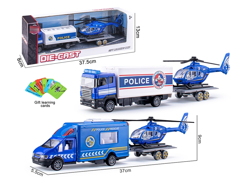 PULL BACK DIE-CAST POLICE TRUCK，3ASST - HP1193644