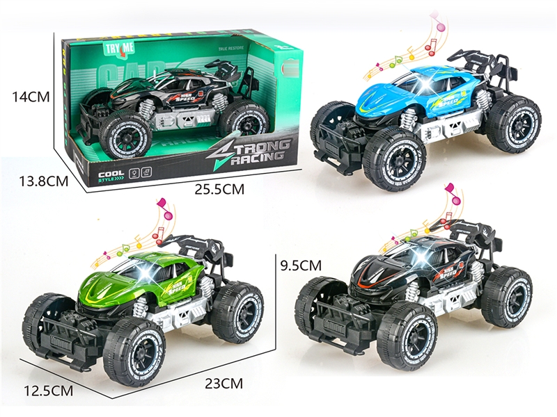FRICTION CAR W/LIGHT & MUSIC(BLACK & BLUE & GREEN) - HP1193712
