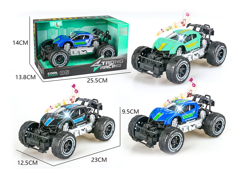 FRICTION CAR W/LIGHT & MUSIC(GREEN & BLACK & BLUE) - HP1193715