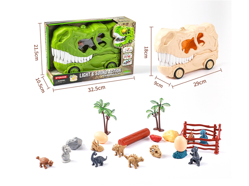 PULL BACK DINOSAUR CAR W/SOUND & LIGHT & ACCESSORIES - HP1194549