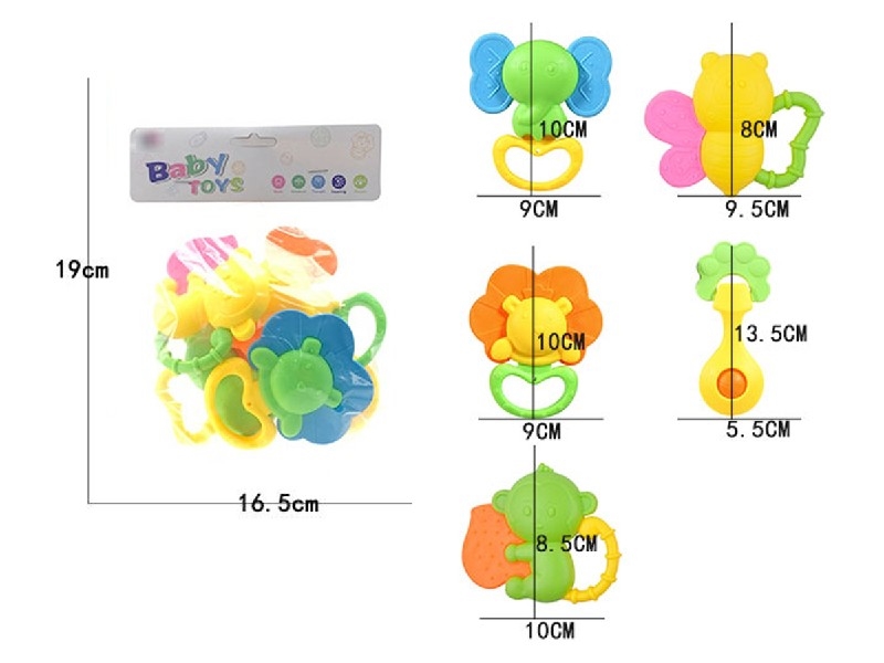 BABY RATTLE W/TEETHER 5PCS - HP1197429