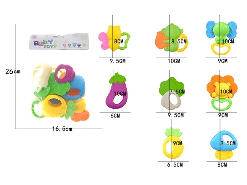 BABY RATTLE W/TEETHER 8PCS - HP1197432