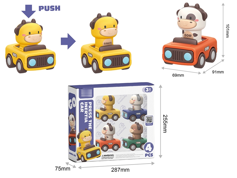 PRESS & GO ANIMAL CAR 4PCS - HP1198339