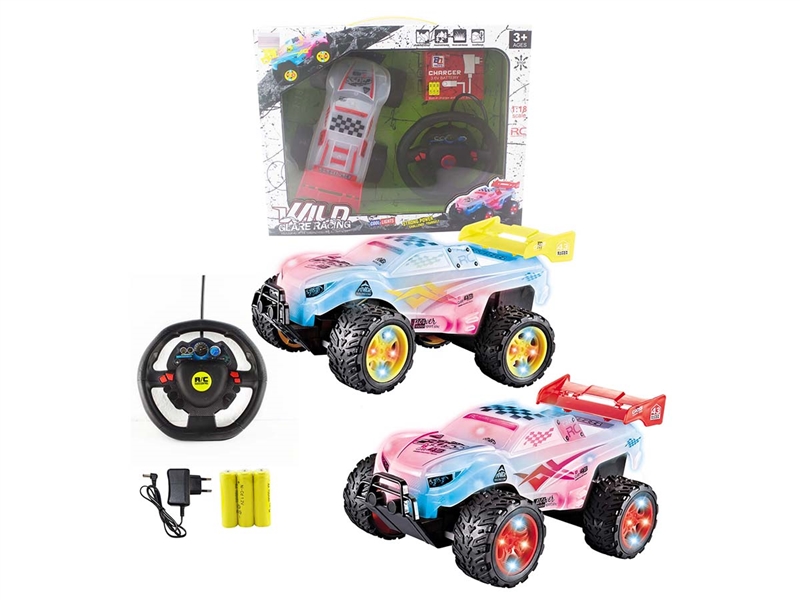 1:18 R/C CAR W/LIGHT，RED/YELLOW（ INCLUDED BATTERY） - HP1200424