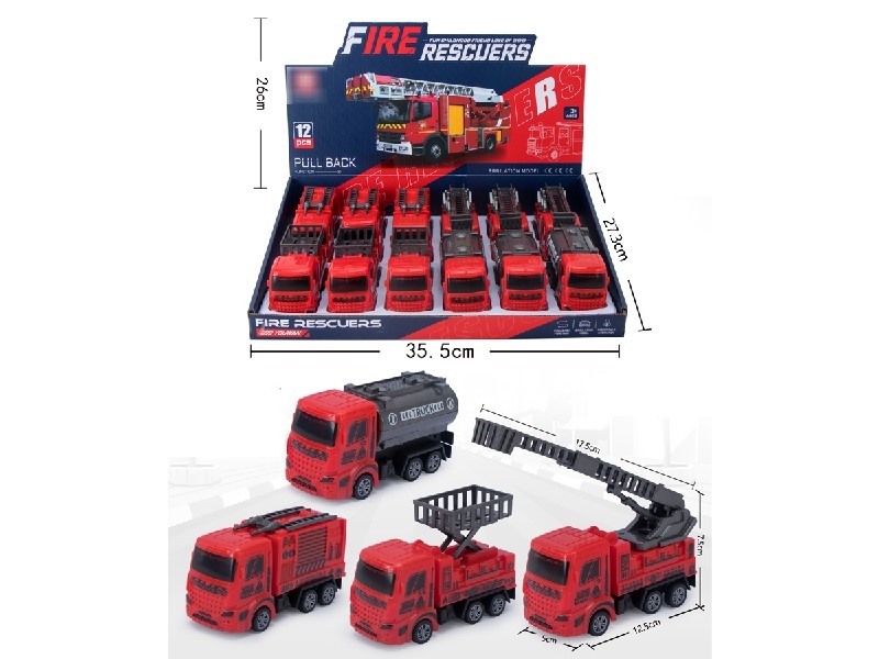 PULL BACK FIRE ENGINE , 12PCS/DISPLAY BOX - HP1202230