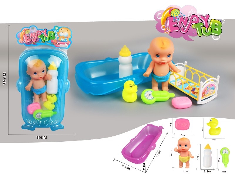 VINYL DOLL W/BATH TOYS - HP1202389