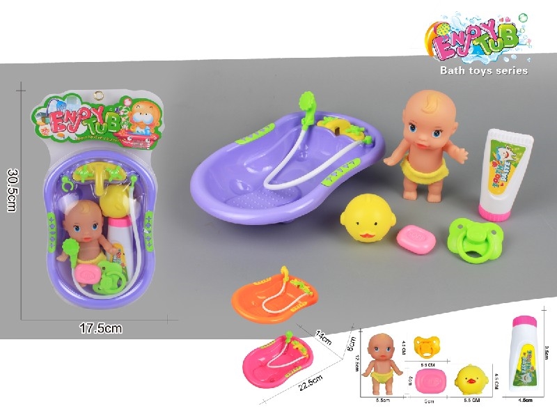 VINYL DOLL W/BATH TOYS - HP1202393