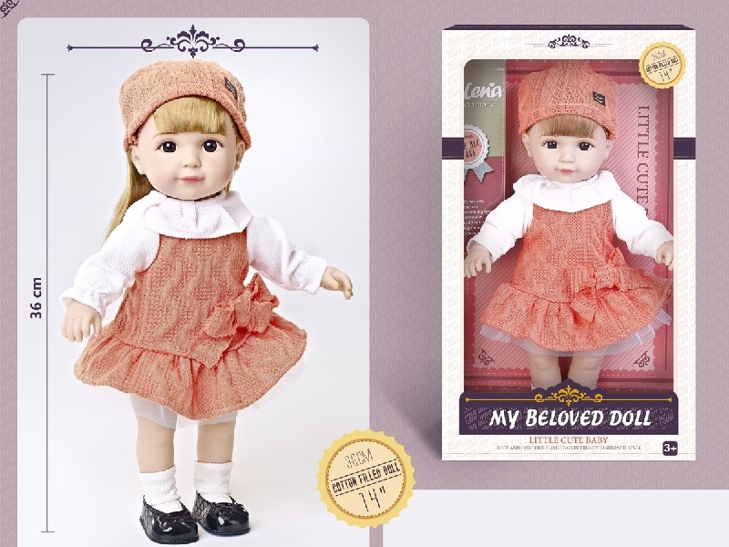 36CM COTTON BODY DOLL W/3D EYES - HP1204258