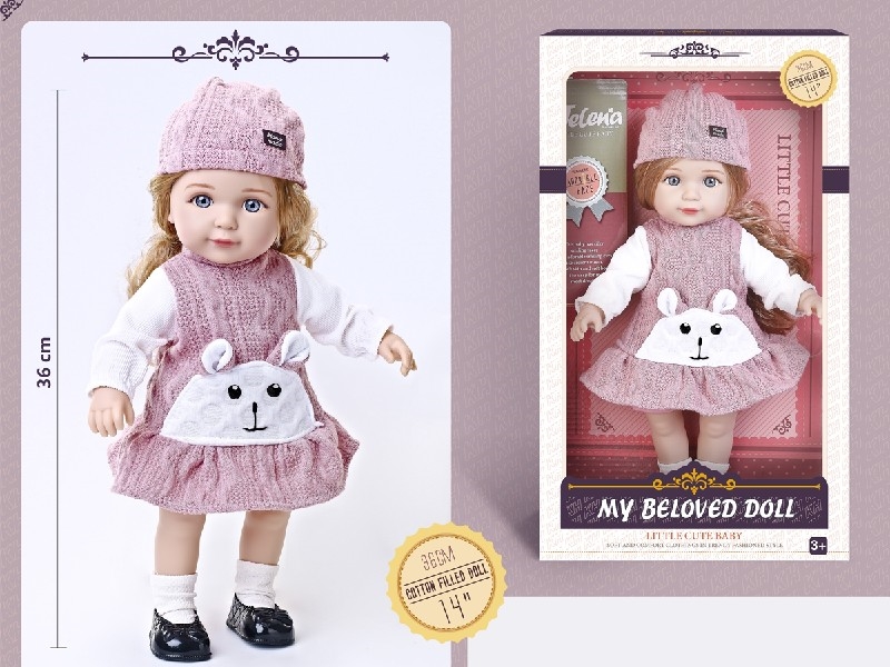 36CM COTTON BODY DOLL W/3D EYES - HP1204259