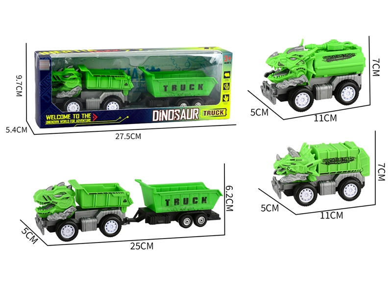 FRICTION DINOSAUR SANITATION TRUCK，3ASST - HP1204902