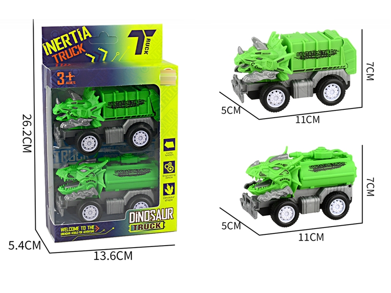 FRICTION DINOSAUR SANITATION TRUCK 2PCS - HP1204904