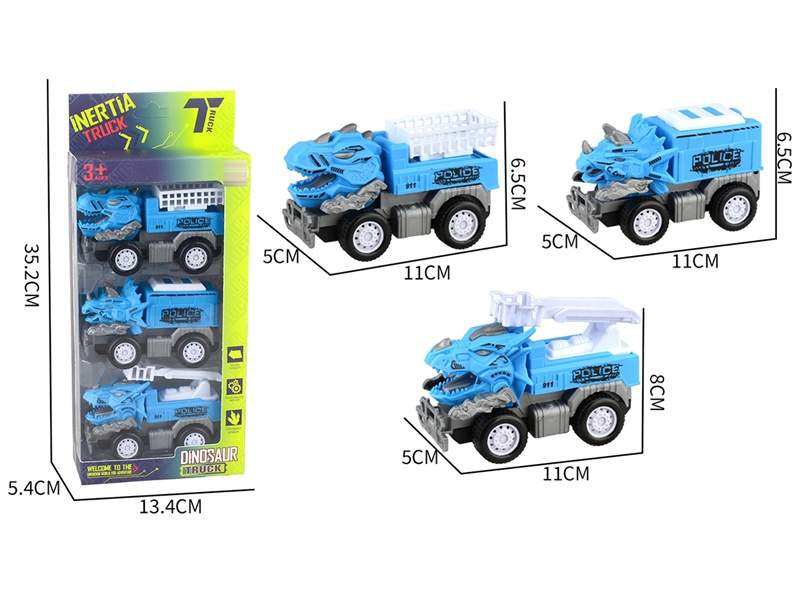 FRICTION DINOSAUR POLICE CAR 3PCS - HP1204905