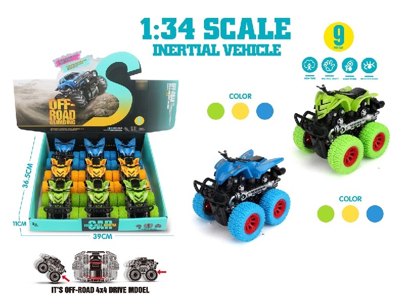 FRICTION 4-WHEEL DRIVE CAR , 9PCS/DISPLAY BOX - HP1205238