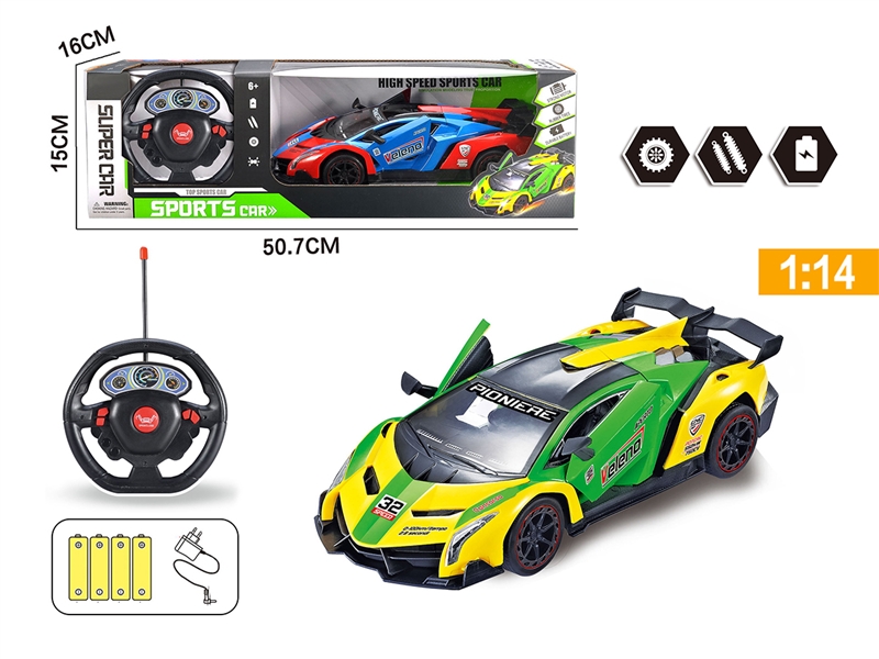 1：14 5-CHANNEL R/C CAR W/CAN OPEN THE DOOR（INCLUDED BATTERY）,RED/YELLOW - HP1205500