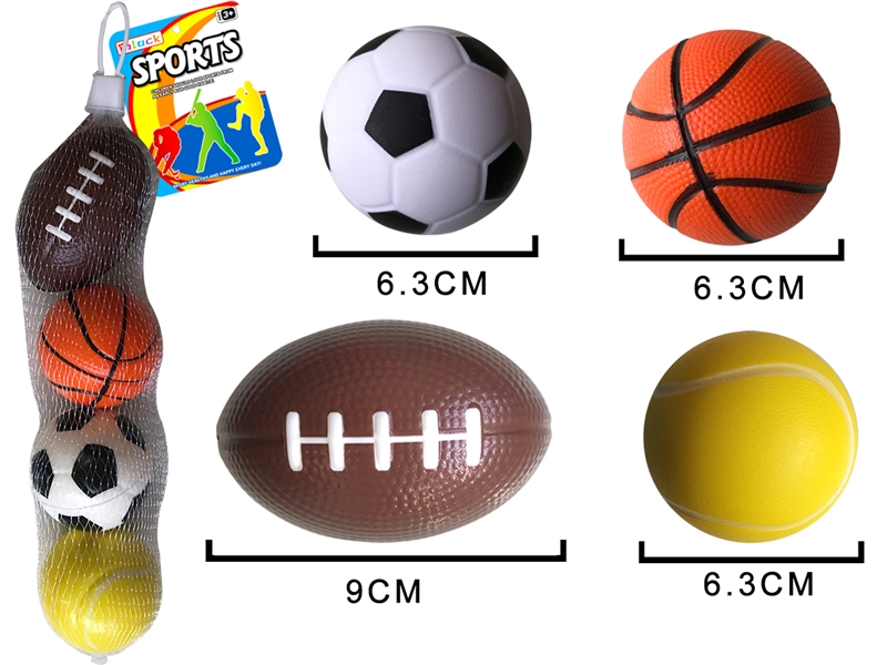 4粒PU球(1足球、1篮球、1网球、1橄榄球) - HP1206752