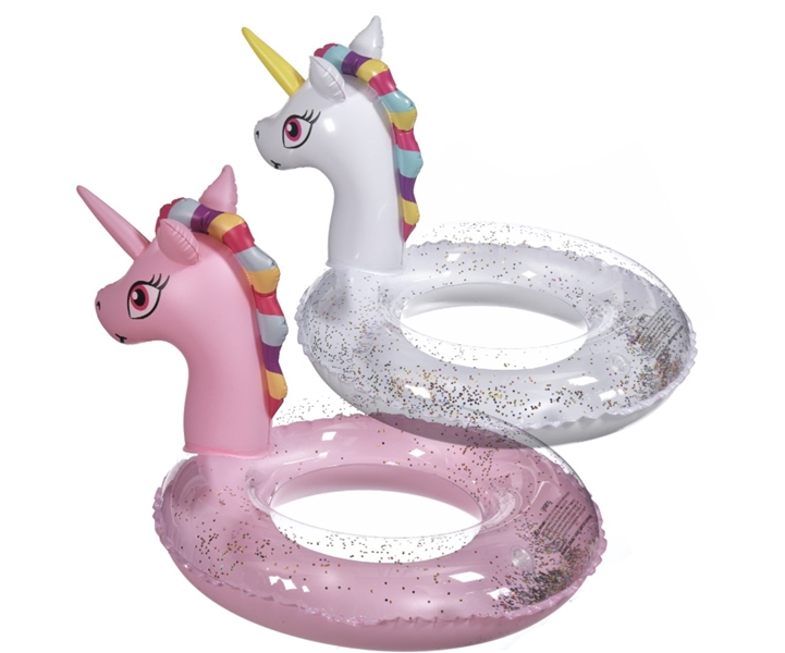 70# 60.1cm 0.2kgs 3D UNICORN SWIMMING RING white/pink - HP1208286