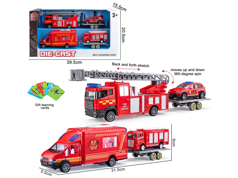 PULL BACK DIE-CAST FIRE CAR SET - HP1208351