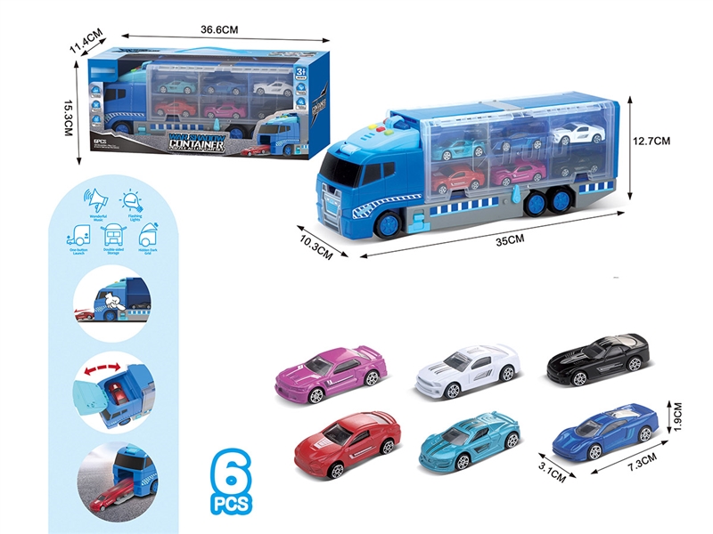 FREE WAY TRUCK W/LIGHT & MUSIC & FREE WAY CAR 6PCS（NOT INCLUDED BATTERY） - HP1208409