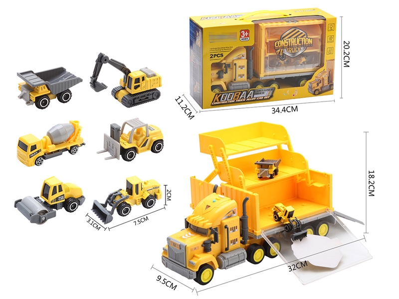 FRICTION TRUCK W/LIGHT & MUSIC & FREE WAY DIE-CAST CONSTRUCTION CAR 2PCS（NOT INCLUDED BATTERY） - HP1208416