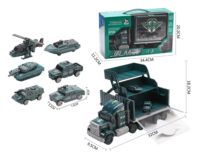 FRICTION TRUCK W/LIGHT & MUSIC & FREE WAY DIE-CAST MILITARY CAR 2PCS（NOT INCLUDED BATTERY） - HP1208418