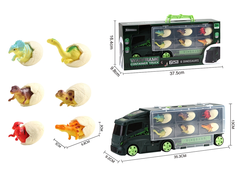 FREE WAY TRUCK W/LIGHT & MUSIC & DINOSAUR EGG 6PCS（INCLUDED BATTERY） - HP1208427