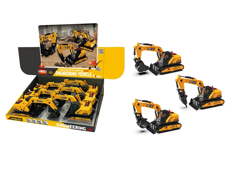 FRICTION CONSTRUCTION TRUCK W/LIGHT & SOUND,6PCS/DISPLAY BOX - HP1209520