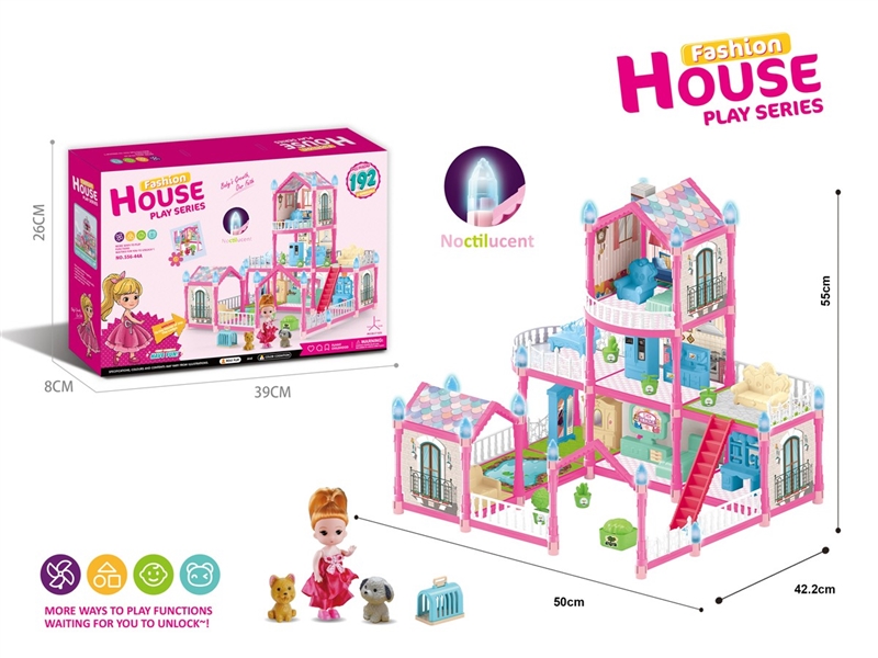 DIY NOCTILUCENCE VILLA W/DOLL，192PCS - HP1211500