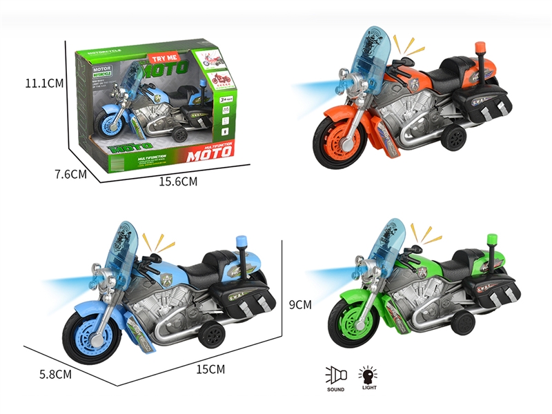 PULL BACK POLICE MOTORCYCLE W/LIGHT & SOUND,3COLOURS - HP1212345