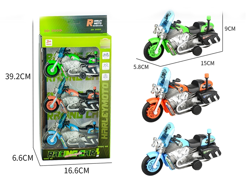 PULL BACK POLICE MOTORCYCLE W/LIGHT & SOUND,3COLOURS - HP1212348