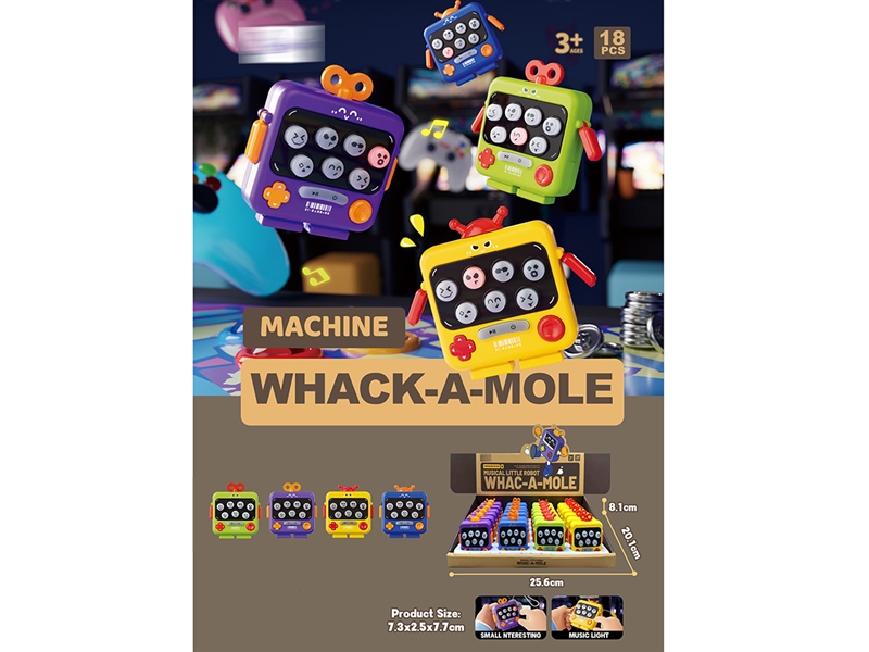 WHACK-A-MOLE MACHINE W/LIGHT & MUSIC,18PCS/DISPLAY BOX - HP1212535