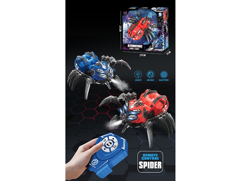 R/C SPIDER W/LIGHT & MUSIC & SPRAY,2COLOURS - HP1212735