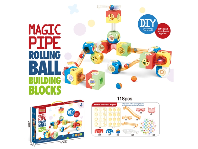 MAGIC PIPE ROLLING BALL BUILDING BLOCK 118PCS - HP1215229