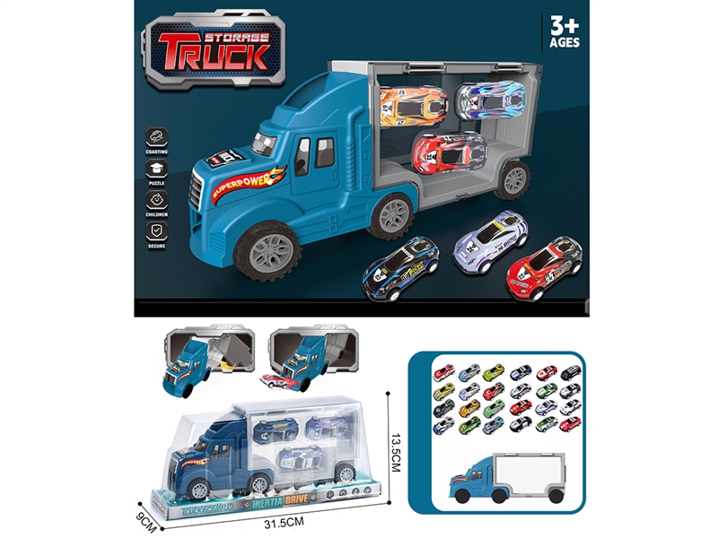 FREE WAY CONTAINER TRUCK W/DIE-CAST CAR 3PCS - HP1215716