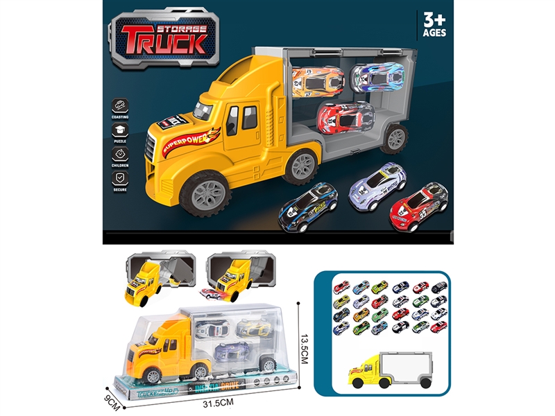 FREE WAY CONTAINER TRUCK W/DIE-CAST CAR 3PCS - HP1215717