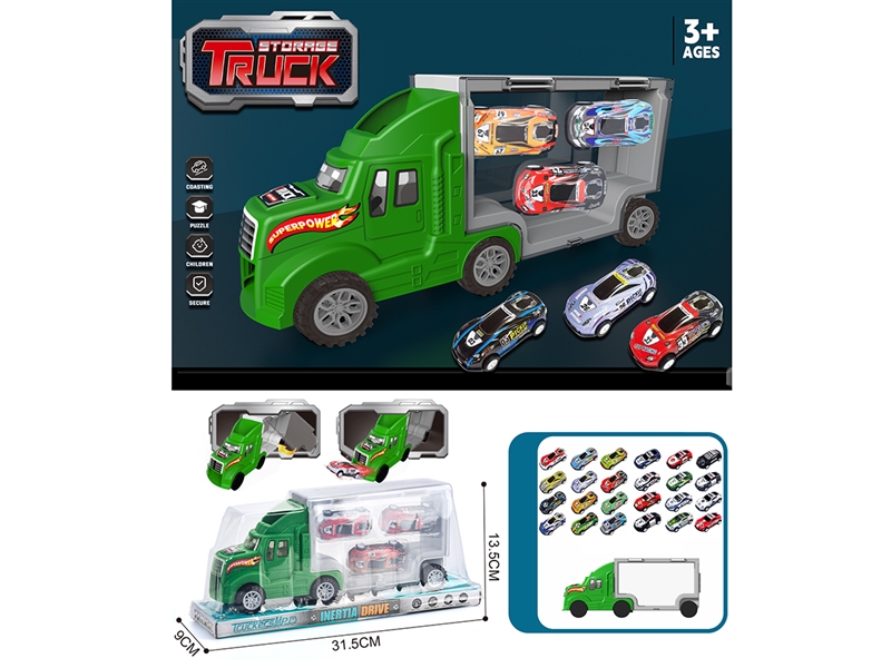 FREE WAY CONTAINER TRUCK W/DIE-CAST CAR 3PCS - HP1215718