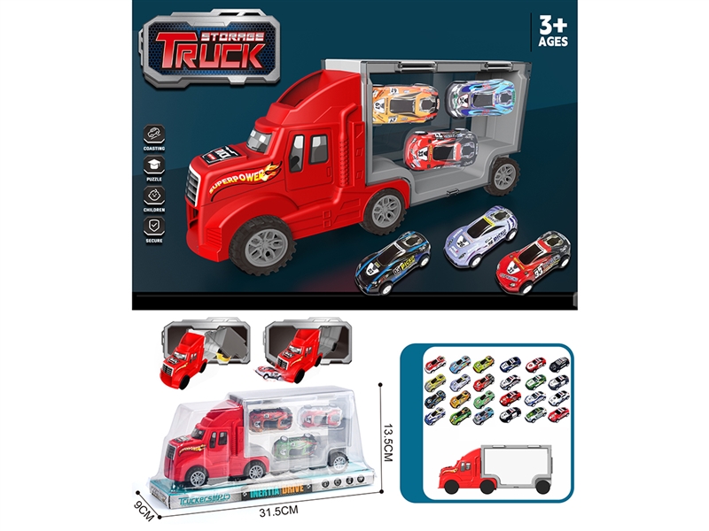 FREE WAY CONTAINER TRUCK W/DIE-CAST CAR 3PCS - HP1215719