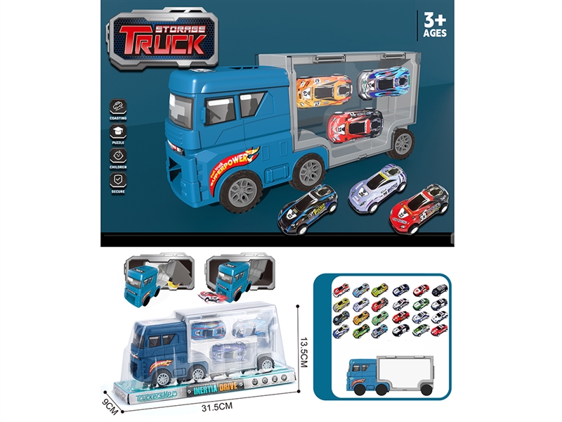 FREE WAY CONTAINER TRUCK W/DIE-CAST CAR 3PCS - HP1215720