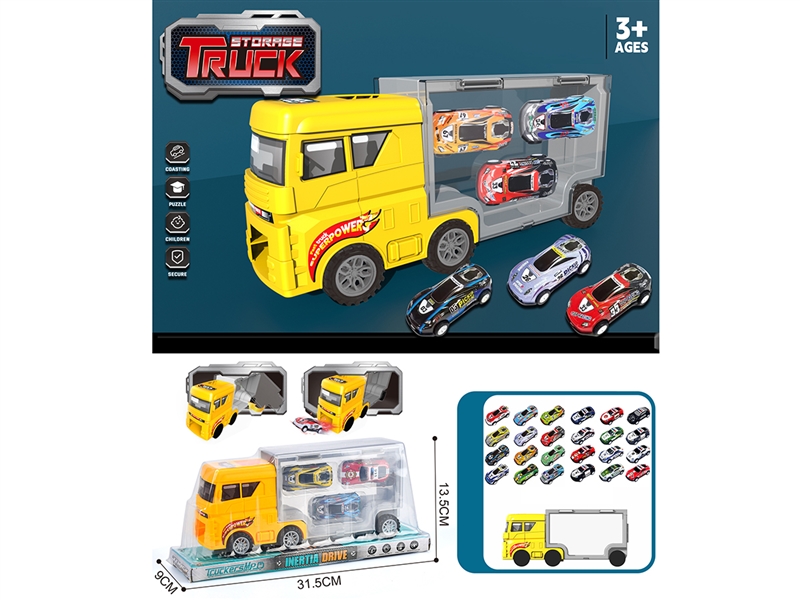 FREE WAY CONTAINER TRUCK W/DIE-CAST CAR 3PCS - HP1215721